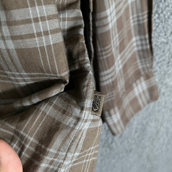 John Varvatos Plaid Button Up Long Sleeve Shirt - Men's Size M - Brown - Picture 4 of 9